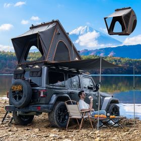 Explorer Pro Rooftop Tent Hard Shell with USB Outlet, Side Awning, Replaceable Netting Curtain&Luggage Racks for 4 Season Camping