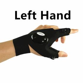 Outdoor Fishing Magic Strap Fingerless Gloves LED Flashlight Torch Cover Survival Camping Hiking Cycling Rescue Tool Gloves (Color: Left Hand, size: One size)