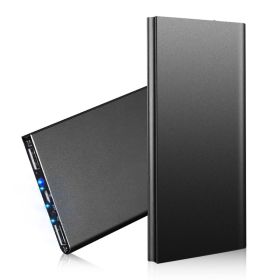 20000mAh Power Bank Ultra-thin External Battery Pack Phone Charger Dual USB Port (Option: Black)